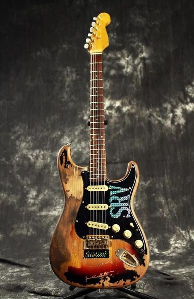 Custom Shop 10S Edición limitada Stevie Ray Vaughan Tribute Number One SRV 1 Guitarra eléctrica Heavy Relic Cuerpo de aliso Vintage Yellow8548808