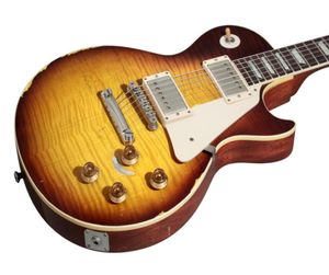 Shop personnalisée 1959 Joe Perry Slash Murphy vieilli signé au tabac fané guitare électrique de relique 1 morceau de corps Alnico Humbuck3385581