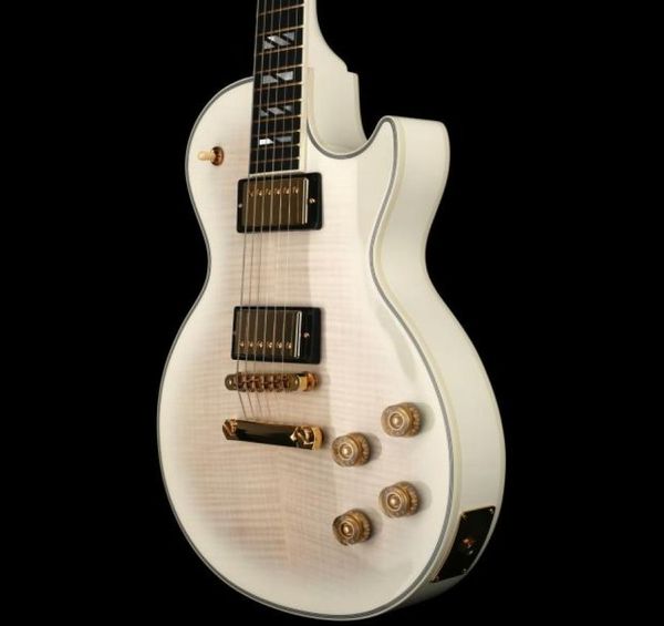 Custom Shop 1959 VOS White Supre Guitare électrique Tiger Flame Maple Top Back Split Block MOP Inlay Globe Headstock Gold Hardwa6086610