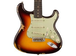 Magasine personnalisée 1960 Relic St Chocolate 3Tone Sunburst Guitar Guitar Crème Pickups Knobsaged Chrome Hardware V graveur Neck PLA9061308