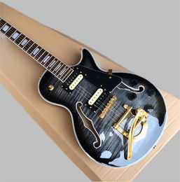Little rock dubbele F-gat custom jazz elektrische gitaar gouden accessoire Zebra pickup palissander toets 369