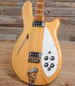 Aangepaste winkel 1966 Rick 4005 Mapleglo 1967 4 Strings Natural Cream Electric Bass Guitar Semi Hollow Body Vintage Yellow Signature NA1927113