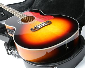 Tienda personalizada 43 pulgadas Jumbo Cherry Sunburst 200 Guitarra acústica eléctrica Vino tinto Tortuga Golpeador Grover Sintonizadores Copia Fishman Pick7089953