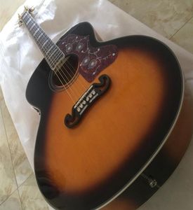 Aangepaste winkel 43 inch jumbo tabak Sunburst 200 Elektrische akoestische gitaar Red Wine Turtle Pickguard Grover Tuners Copy Fishman PIC2044314