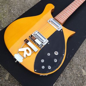 Achage personnalisée 6 cordes peinture jaune clair r pont ric 660 cou de guitare électrique à travers les guitares du corps