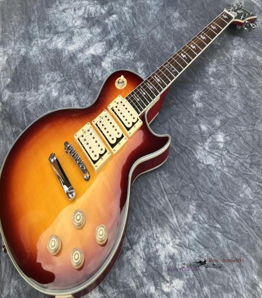 SHOP personnalisé Ace Frehley Signature 3 micros électriques GuitarHigh Quality Flamed Woodtransparent Palm Red Gradual Color8929464