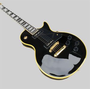 Boutique personnalisée, guitare électrique personnalisée noire, quincaillerie en or, pick-up P90 en 2 pièces, Lulu, Fingers d'ébène Livraison gratuite
