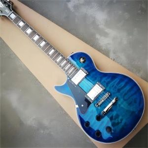 Custom Shop gloednieuwe hoogwaardige linkerhand helderblauwe 6-snarige elektrische gitaar