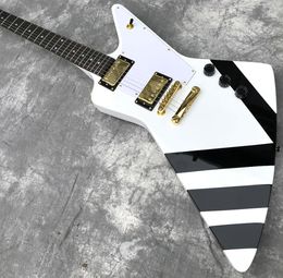 Custom shop aangepaste elektrische gitaar in witte en zwarte strepen logo kleurvorm kan worden aangepast7028664