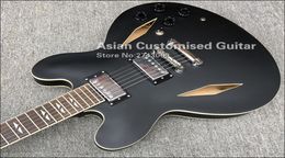 Custom Shop Dave Grohl DG335 Matte Black Semi Hollow Body Jazz elektrische gitaar Guitarra Dual Diamond Holes Split Diamond White MOP4923436