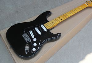 Custom Shop David Gilmour Guitare électrique noire 3 plis Pickguard Manche en érable Touche Tremolo Bridge Whammy Bar Accordeurs standards