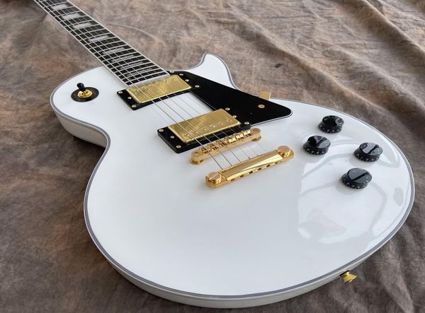 Custom Shop Deluxe Apline Guitarra eléctrica blanca Diapasón de ébano Encuadernación de trastes Hardware dorado 3919859