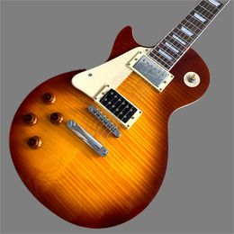 La mejor tienda personalizada de fábrica, guitarra eléctrica personalizada, Hardware plateado Flame Maple 22, envío gratis, 258