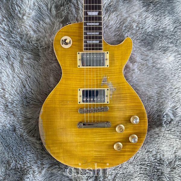 Tienda personalizada Gary Moore Peter Green Flame Maple Top Relic La electricidad Tributo de la guitarra de 1959 Smoked Sunburst