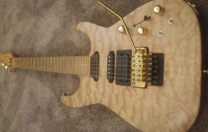 Custom Shop Jack Son PC1 Signature Phil Collen naturel érable pommelé Chlore Guitare électrique d'or Tremolo, de micros actifs Box batterie