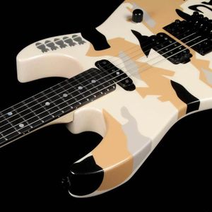 Custom Shop Japon George Lynch Kamikaze III 2018 Blanc Crème Camouflage Guitare Électrique Floyd Rose Tremolo, Matériel Noir