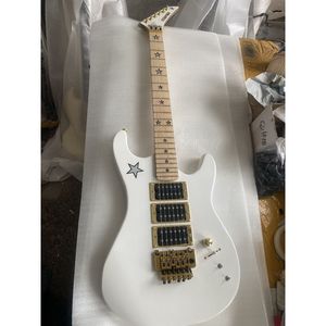 Custom Shop Kramer Style White Signature Электрогитара FR Tremolo Maple Neck HHH Pickup In Stork