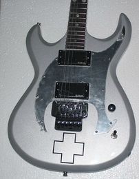 Custom Shop Ltd RZK-600 Metallic Silver Grey Electric Guitar Emg Pickups Christian Crossboarboard Inclay Floyd Rose Tremolo Birdge