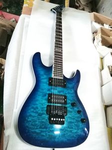 Custom Shop M-II FR-DLX Blue Ocean Electric Guitar Tremolo Bridge China Black Hardware Made Electeic Guitar Gratis verzending