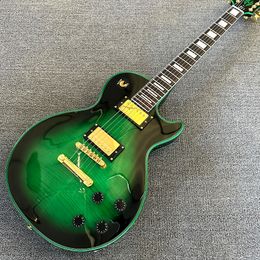 Tienda personalizada, hecha en China, guitarra eléctrica de alta calidad, herrajes dorados, guitarra verde, envío gratis