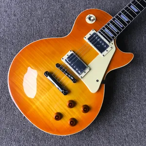 Custom shop, gemaakt in China, elektrische gitaar van hoge kwaliteit, oranje gitaar, chromen hardware, Honey Burst esdoornblad, gratis bezorging02