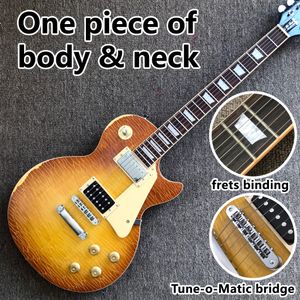 Custom shop, fabriqué en Chine, guitare électrique Relic de haute qualité, un morceau de corps, reliure de frettes, pont Tune-o-Matic, livraison gratuite