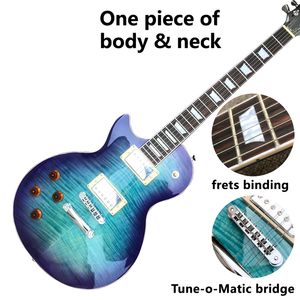 Tienda personalizada, fabricada en China, guitarra eléctrica estándar LP para mano izquierda, cuello de una pieza, encuadernación de trastes, puente Tune-o-Matic