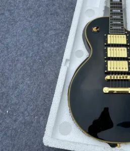 Tienda personalizada, hecha en China, LP Guitarra eléctrica de alta calidad personalizada, negro de tres piezas FA8D CPO