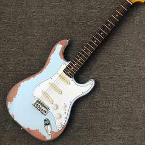 Custom Shop, Hecho en China, ST, Guitarra eléctrica de alta calidad, imitación antigua, Adaptadorización de 3 piezas, Hardware cromado, envío gratis como en las imágenes