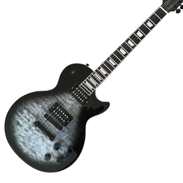 Tienda personalizada, hecha en China, guitarra eléctrica estándar de alta calidad, herrajes negros, diapasón de palisandro, envío gratis
