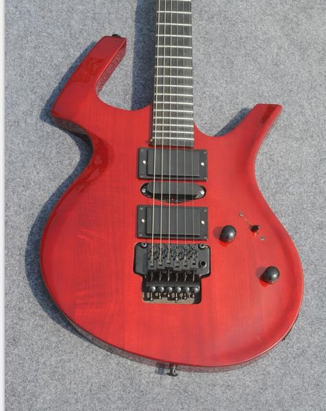 Custom Shop Park Fly Mojo Transparente Cherry Red Guitarra eléctrica Floyd Rose Tremolo Tailpiece, Black Hardware, HSH Pickups