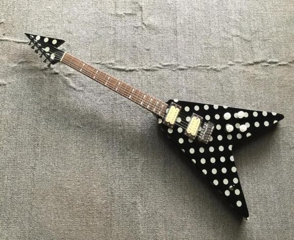 Tienda personalizada Randy Rhoads Polka Dot Black Electric Guitar Tremolo Bridge Whammy Barchrome Hardware8671118