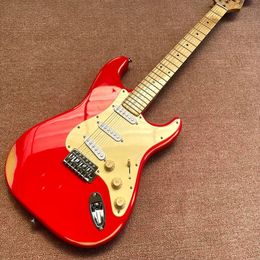 Guitare électrique vieillissante rouge, boutique personnalisée, touche en érable, guitare de haute qualité
