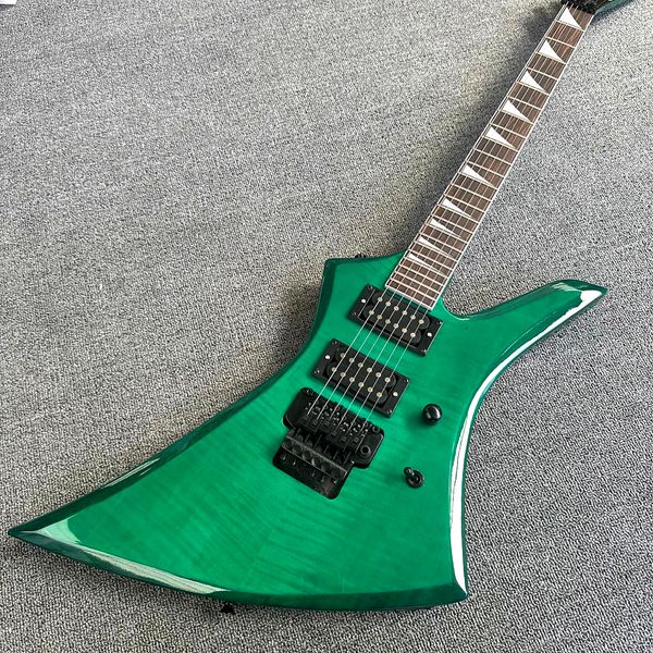 Custom Shop, guitare électrique Double Shake verte en forme, touche en palissandre, matériel noir, livraison gratuite