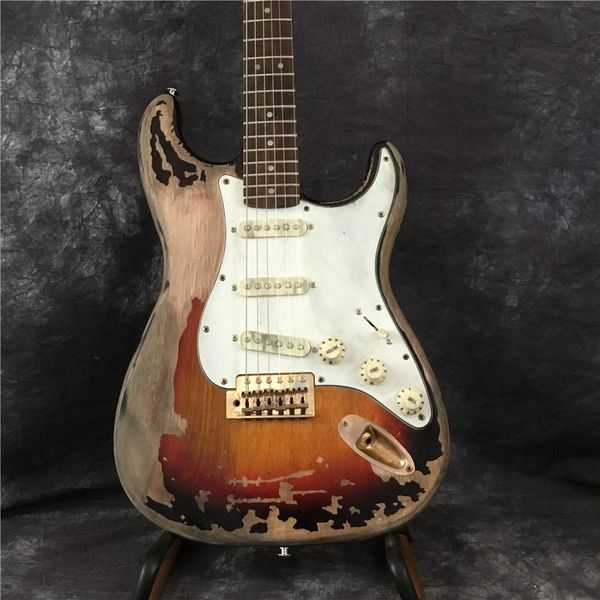 Custom shop, guitare électrique ST, travail manuel 6 cordes touche en palissandre reliques à la main guitarra, livraison gratuite