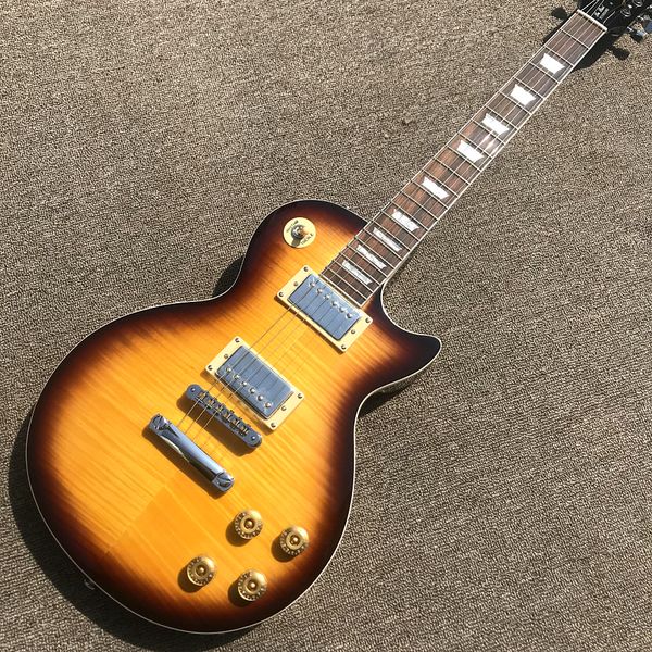 Custom Shop, Stendan Yellow Horizontal Brown Rim Guitare électrique, Touche palissandre, Matériel chromé, Livraison gratuite