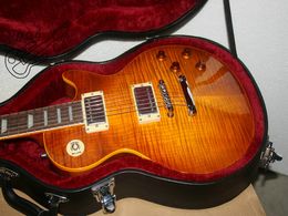 Custom Shop Tiger Flame Vos Electric Guitar One Piece Hals met Hardcase Gratis verzending