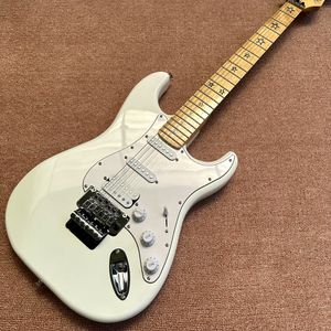 Custom Shop, witte ST elektrische gitaar Floyd vibratosysteem, enkele enkele pick-up, esdoorn toets van hoge kwaliteit, gratis verzending