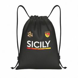 Personnalisé Sicilia Soccer Sicile Italie Football Jersey Sacs à cordon pour la formation Yoga Sacs à dos Hommes Sports italiens Gym Sackpack r58N #