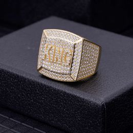 Bague pour hommes haut de gamme en argent/laiton ajouré Champion micro-ensemble Moissanite Hip Hop personnalisé