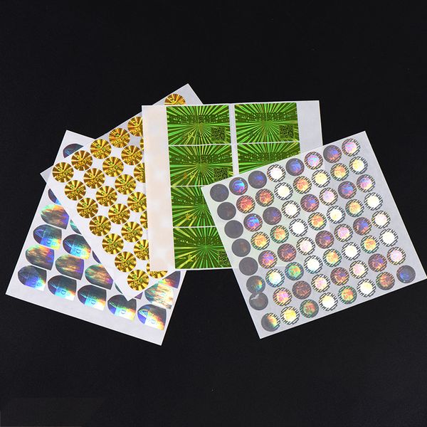 Étiquettes adhésives adhésives de sceau holographique anti-contrefaçon personnalisées imprimant une étiquette laser anti-contrefaçon avec de nombreuses couleurs or bleu