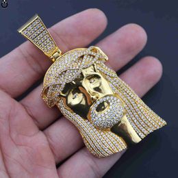 Collier pendentif de bijoux hip hop en tête d'or argent personnalisé