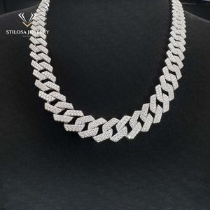 Collier Moissanite personnalisé en argent 925, taille personnalisée 12mm, 16-24 pouces, chaîne cubaine Miami glacée, bijoux Hip Hop