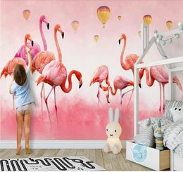 Tamaño personalizado 3D PO Fondo de pantalla Kids Room Mural Flamingo Feather Pintura de globos Sofá TV Background Wallpaper Nonwov3741940