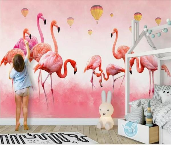 Taille personnalisée 3D PO PAPE WALLAPE KIDES ROBS MURAL FLAMINGO PEATHER BALLOOR PATAINE SOFA CONDITE