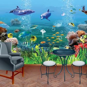 Taille personnalisée 3D stéréoscopiques mur Fonds d'écran mural pour les enfants Le paysage de la salle de Underwater World Kid Bedding Canapé TV de Backdrop