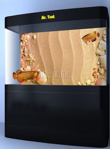 Poster de fond d'aquarium de taille personnalisée avec plage de coquille auto-adadhésive PVC PVC Ocean Fish Tank décor mural paysage6462804
