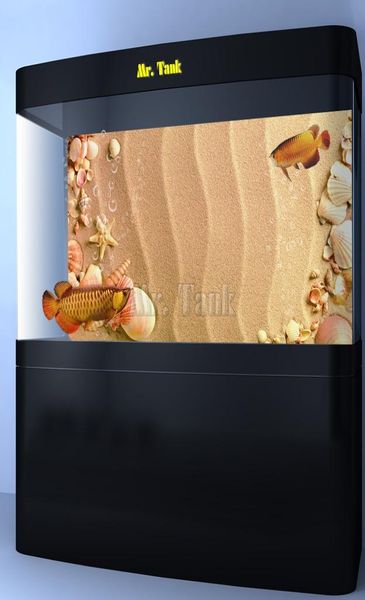 Poster de fond d'aquarium de taille personnalisée avec plage de coquille auto-adadhésive PVC PVC Ocean Fish Tock décor mural paysage4171995