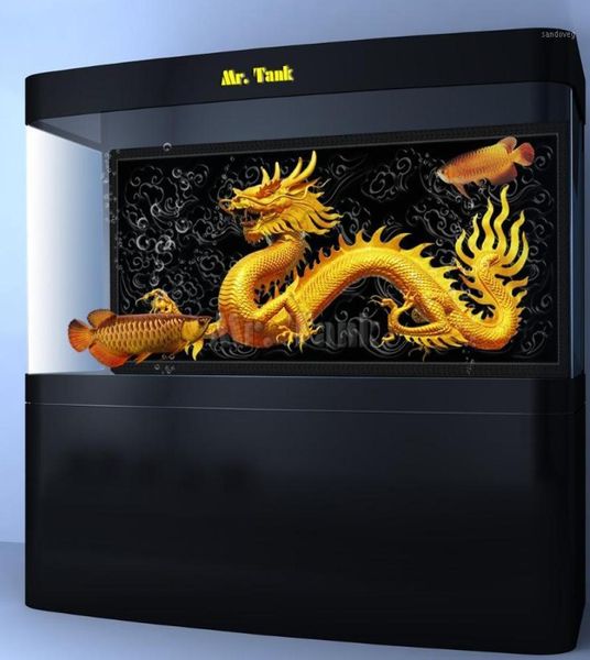 Póster de fondo de acuario de tamaño personalizado con accesorios de decoración de peces de pez dragón de dragón autoadhesivo