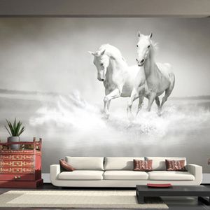 Taille personnalisée Art moderne 3D course cheval blanc Po papier peint Mural pour chambre salon bureau toile de fond papier peint non tissé2605